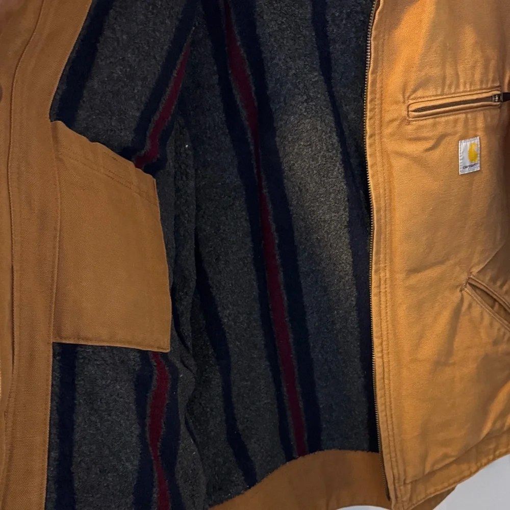 Carhartt Brown Men's M Work Jacket Relaxed Fit Mid-Length Full Zip Spread Collar